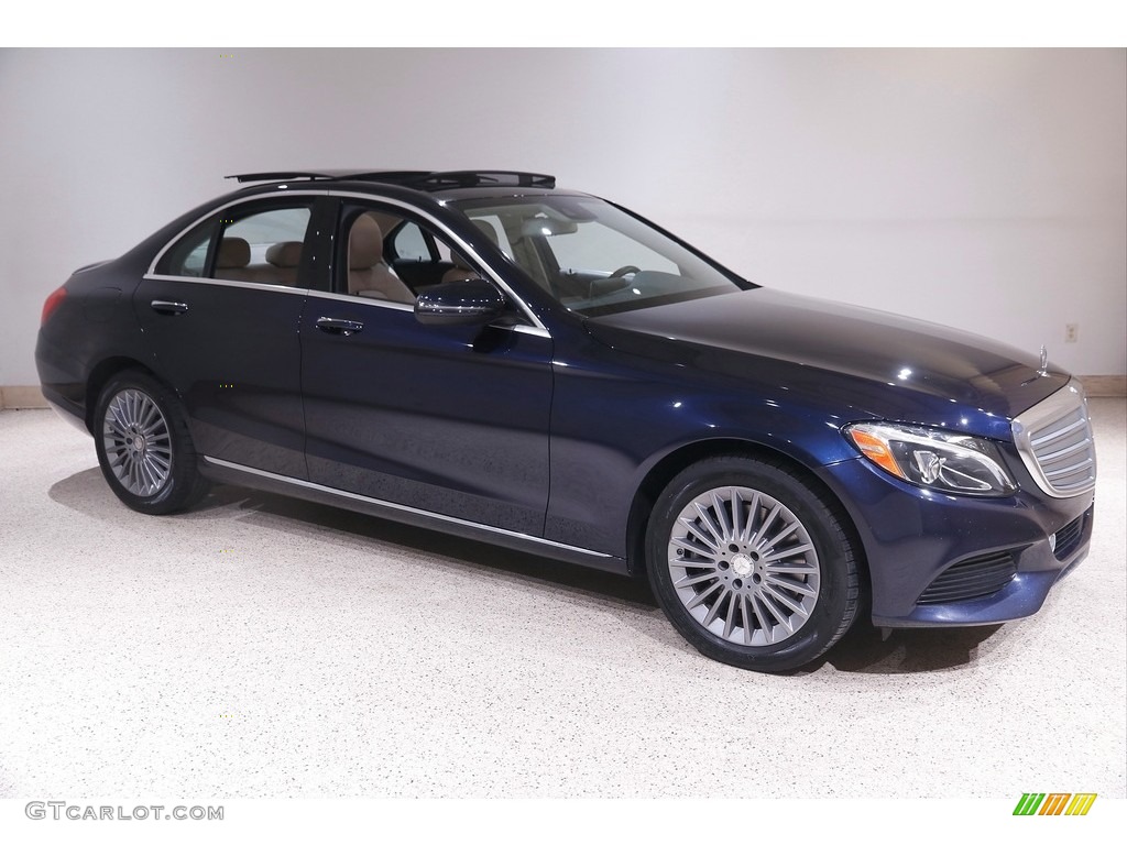 2016 C 300 4Matic Sedan - Lunar Blue Metallic / Silk Beige/Black photo #1