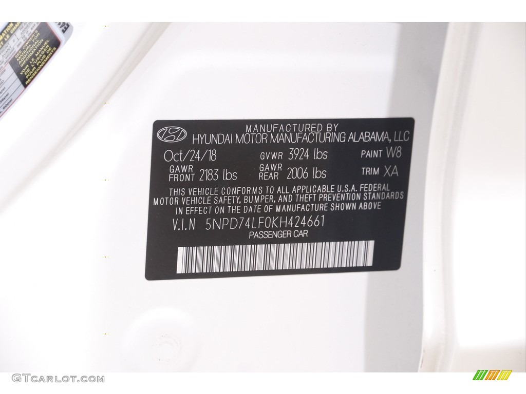 2019 Elantra SE - Quartz White Pearl / Beige photo #20