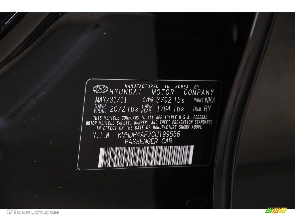 2012 Elantra Limited - Black Noir Pearl / Black photo #19