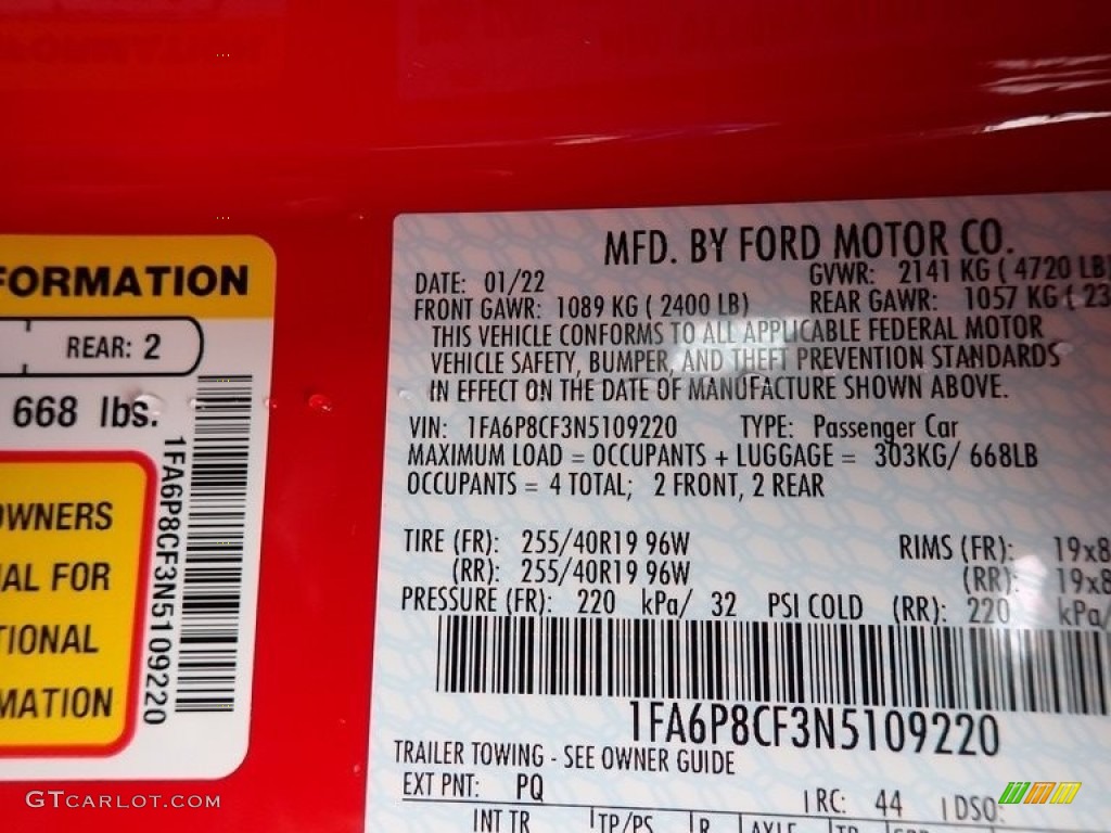 2022 Mustang Color Code PQ for Race Red Photo #144134047