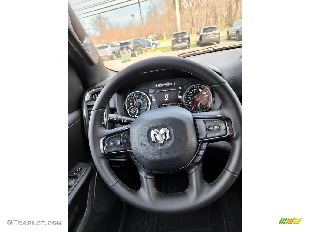 2022 Ram 1500 Big Horn Built-to-Serve Edition Crew Cab 4x4 Black Steering Wheel Photo #144136027