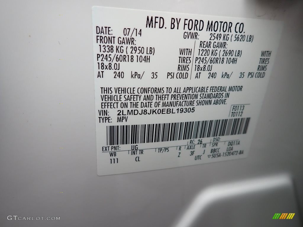 2014 MKX AWD - White Platinum Metallic Tri-Coat / Medium Light Stone photo #14
