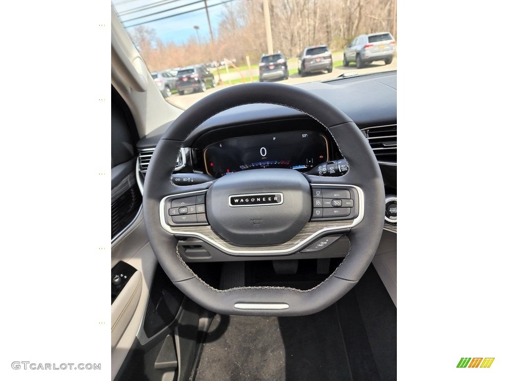 2022 Jeep Wagoneer Series II 4x4 Sea Salt/Black Steering Wheel Photo #144137569