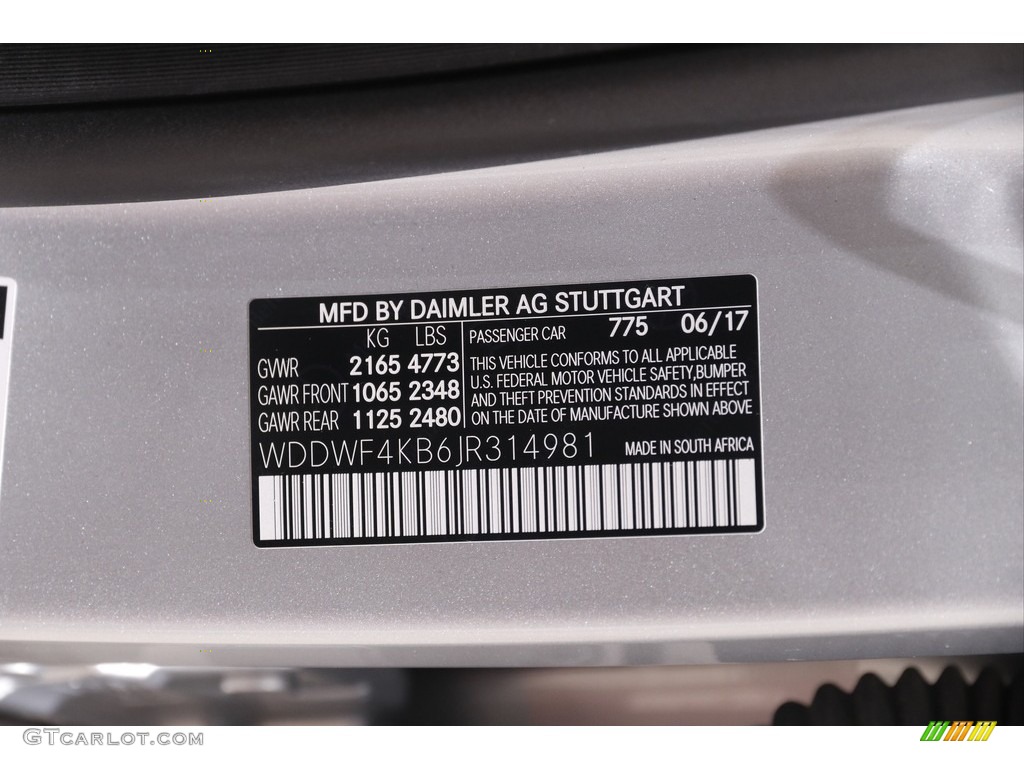 2018 Mercedes-Benz C 300 4Matic Sedan Color Code Photos