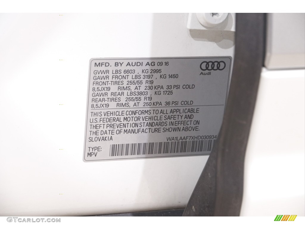 2017 Q7 3.0T quattro Premium Plus - Carrara White / Black photo #24