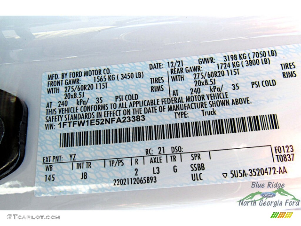 2022 F150 STX SuperCrew 4x4 - Oxford White / Black photo #23