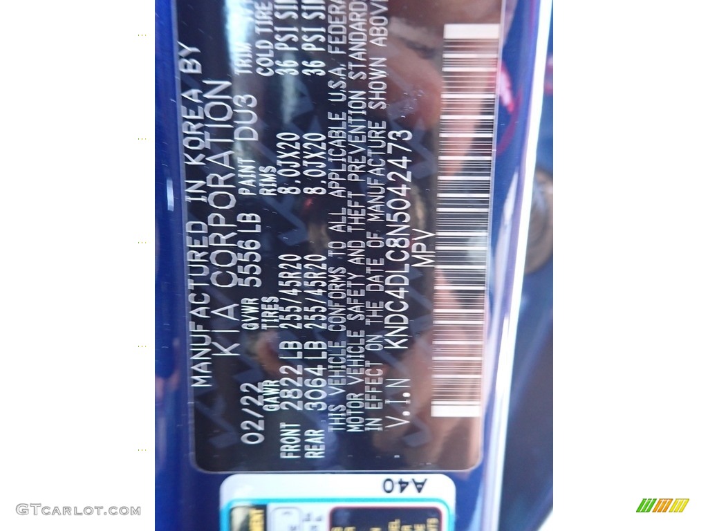 2022 Kia EV6 GT-Line AWD Color Code Photos