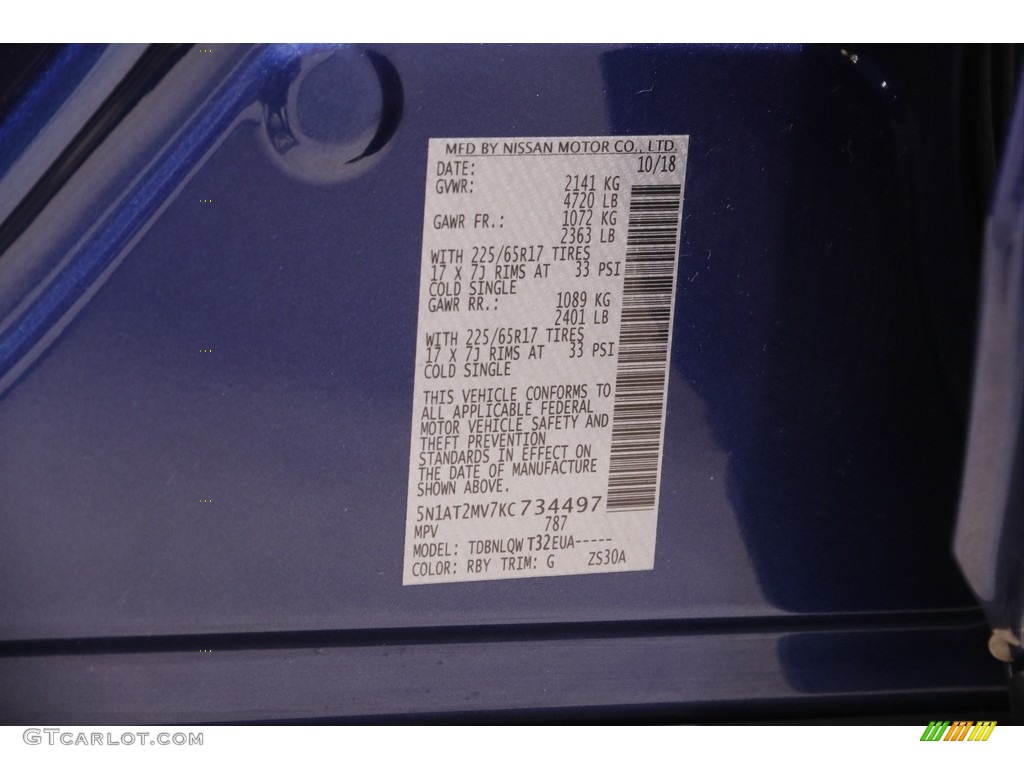 2019 Rogue SV AWD - Caspian Blue / Charcoal photo #20