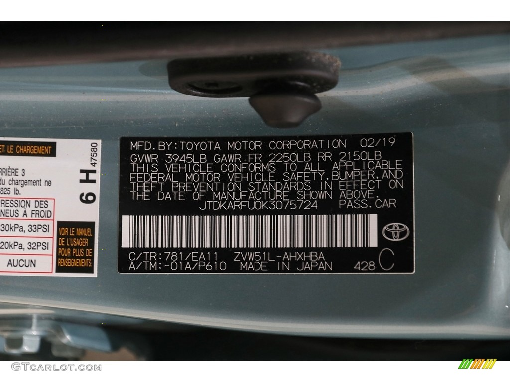 2019 Prius Limited - Sea Glass Pearl / Moonstone photo #21