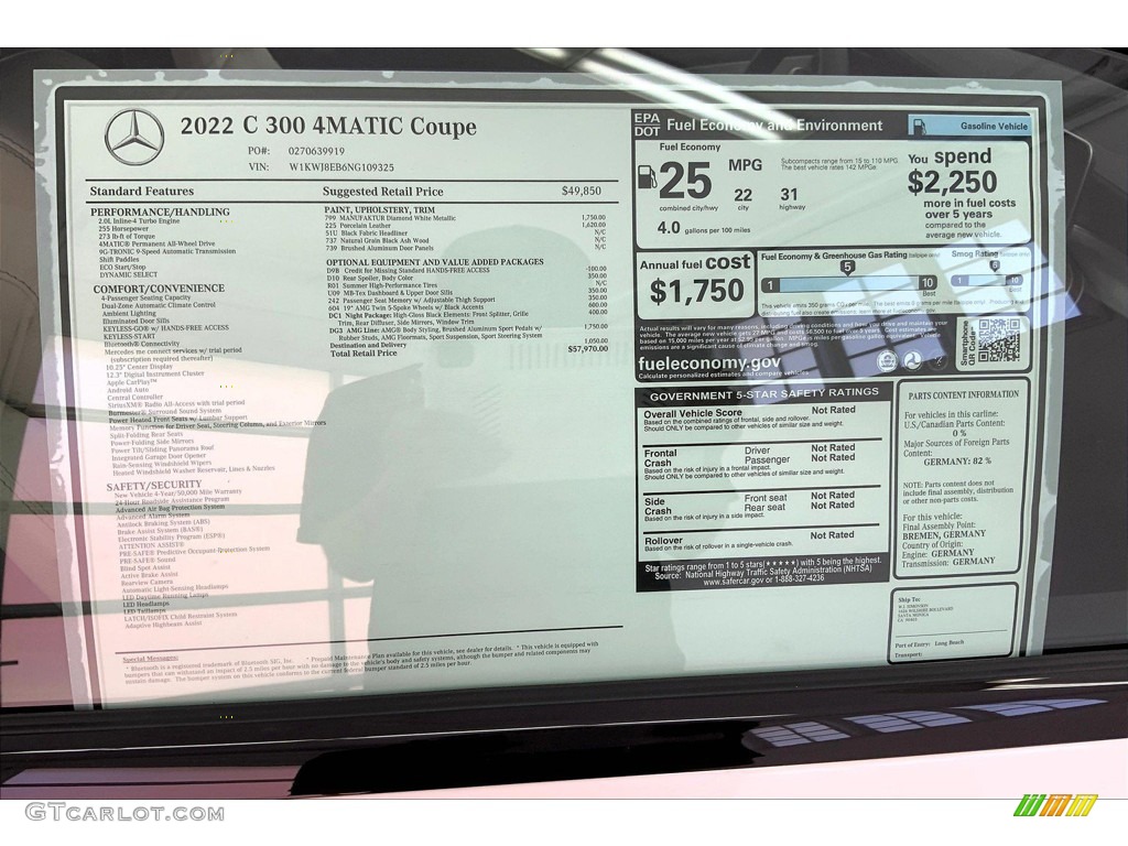 2022 Mercedes-Benz C 300 4Matic Coupe Window Sticker Photos