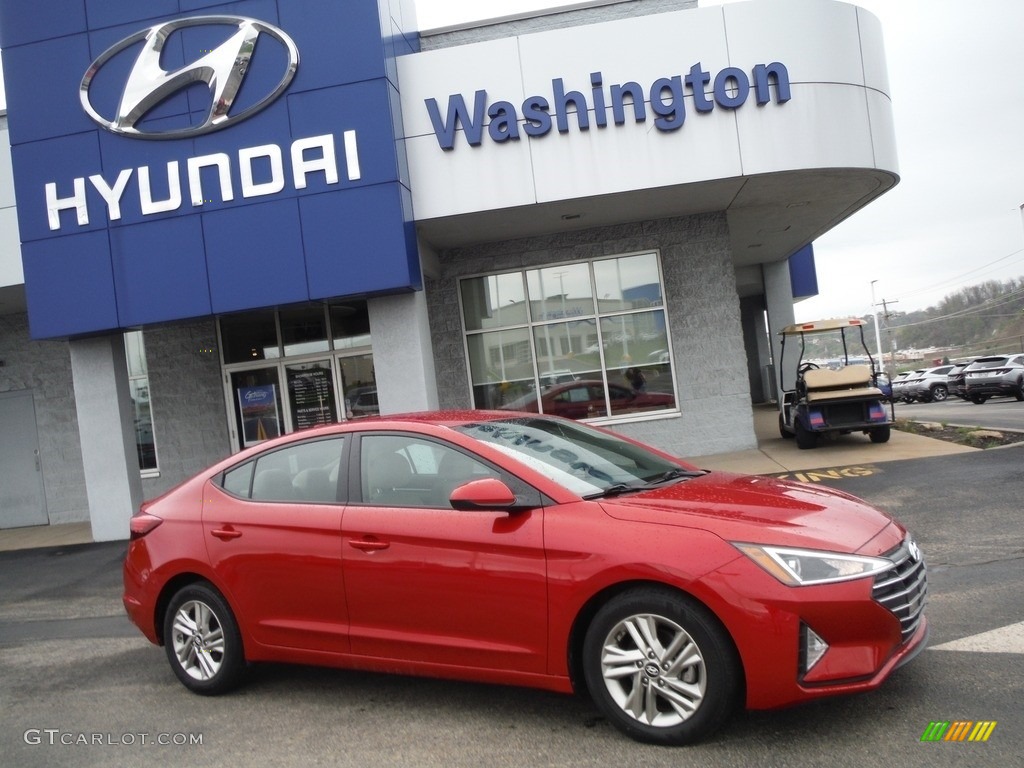 2019 Elantra SEL - Scarlet Red / Beige photo #2