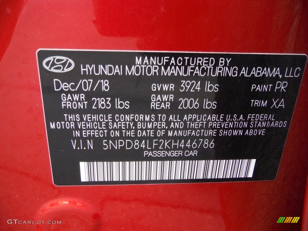 2019 Elantra SEL - Scarlet Red / Beige photo #29