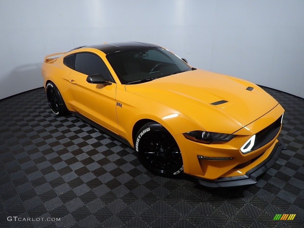 Orange Fury 2019 Ford Mustang EcoBoost Fastback Exterior Photo #144155758