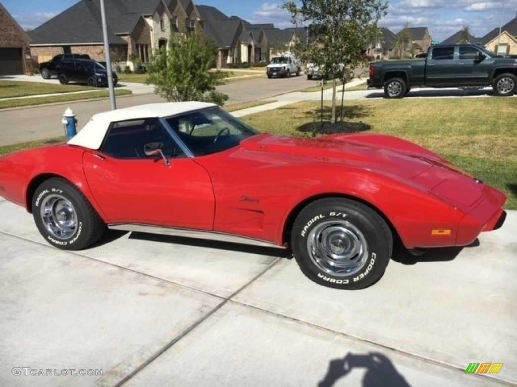 Mille Miglia Red 1975 Chevrolet Corvette Stingray Convertible Exterior Photo #144159930