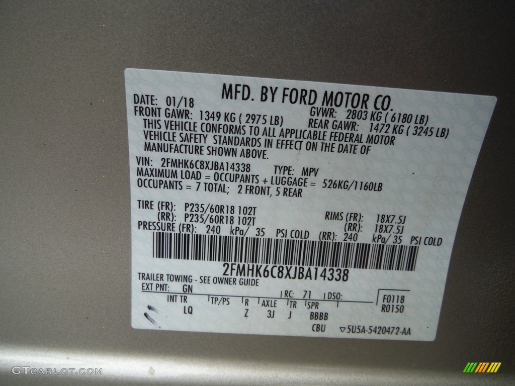 2018 Flex SEL AWD - White Gold / Charcoal Black photo #29