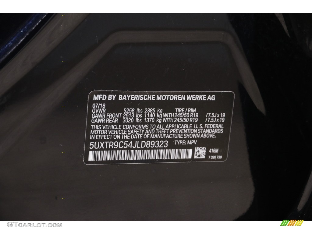 2018 BMW X3 xDrive30i Color Code Photos