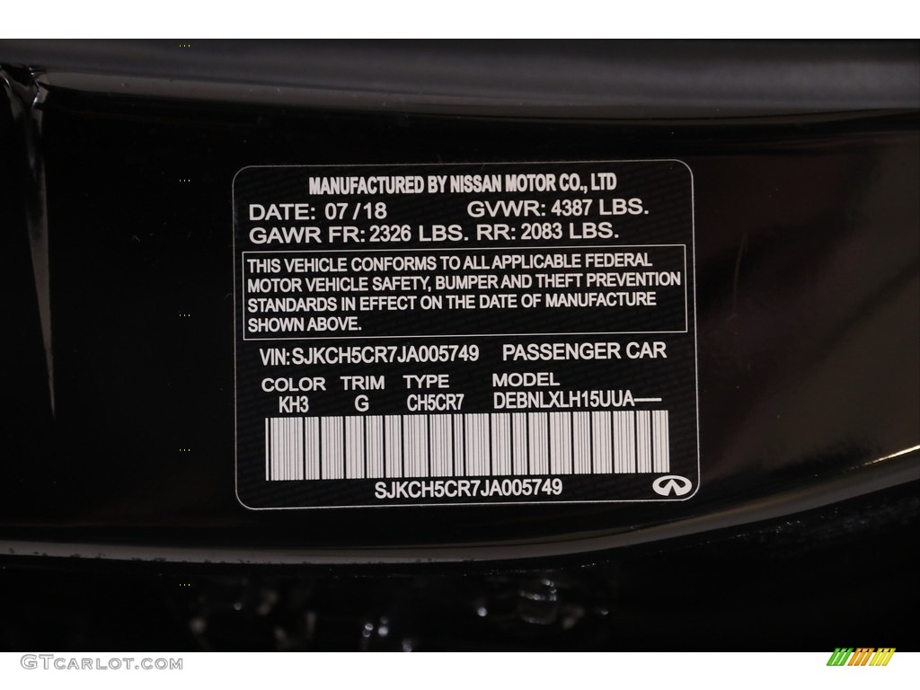 2018 QX30 Color Code KH3 for Black Obsidian Photo #144171583
