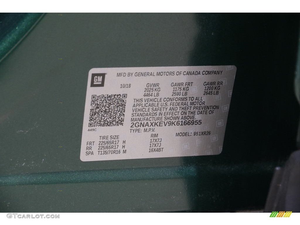 2019 Equinox LT - Ivy Green Metallic / Jet Black photo #19