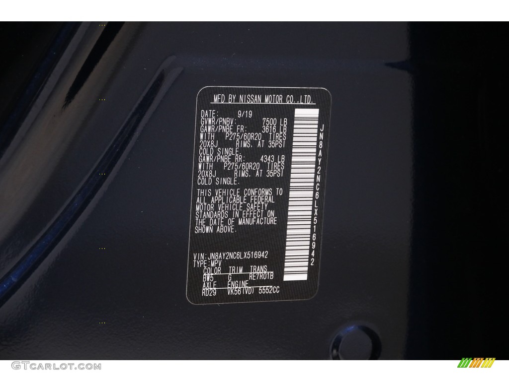 2020 Nissan Armada SL 4x4 Color Code Photos