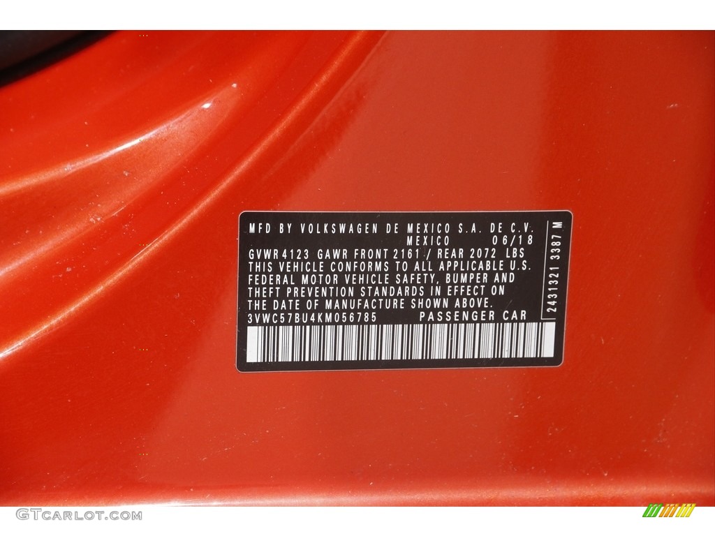 2019 Jetta S - Habanero Orange / Storm Gray photo #20