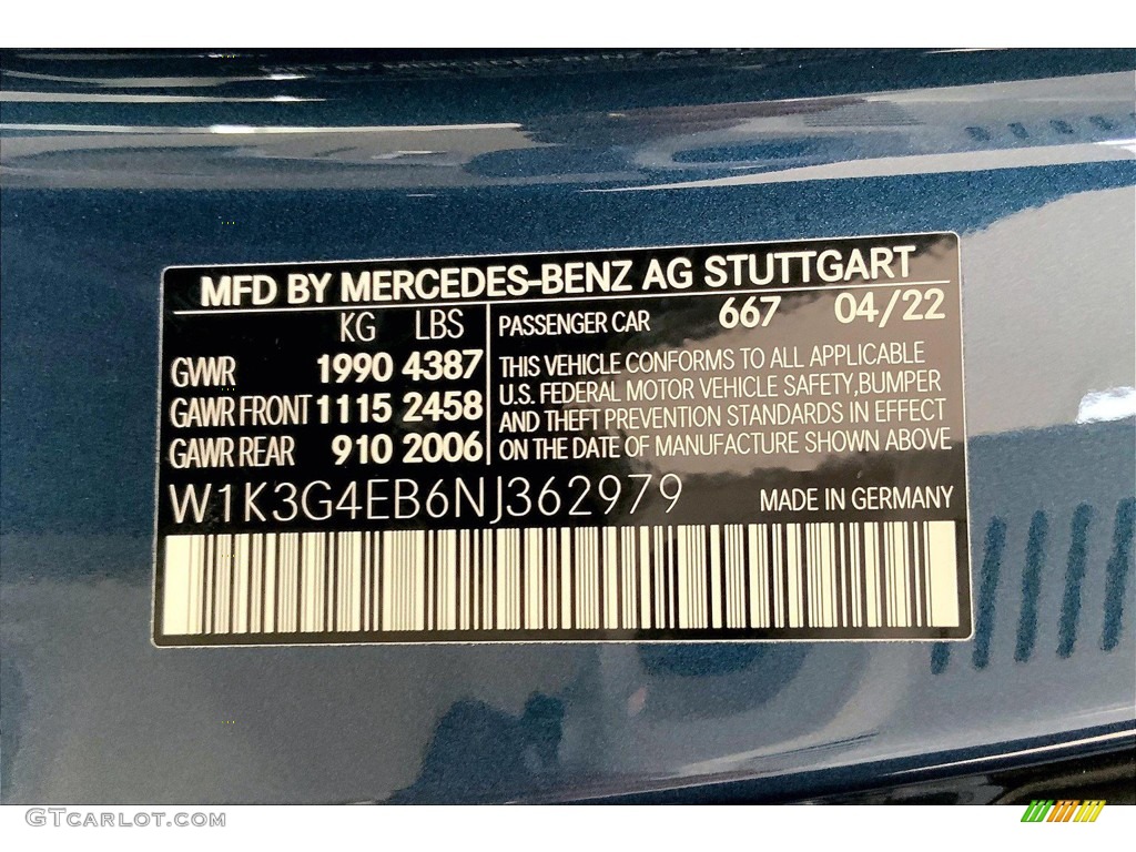2022 Mercedes-Benz A 220 Sedan Color Code Photos