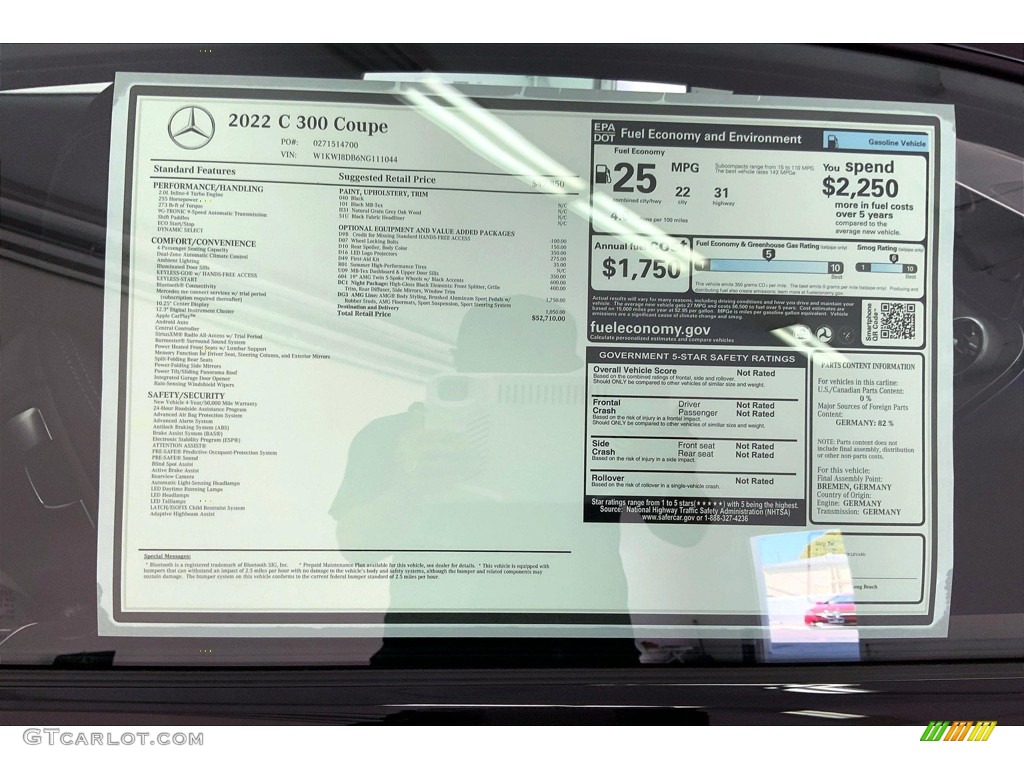 2022 Mercedes-Benz C 300 Coupe Window Sticker Photo #144187380