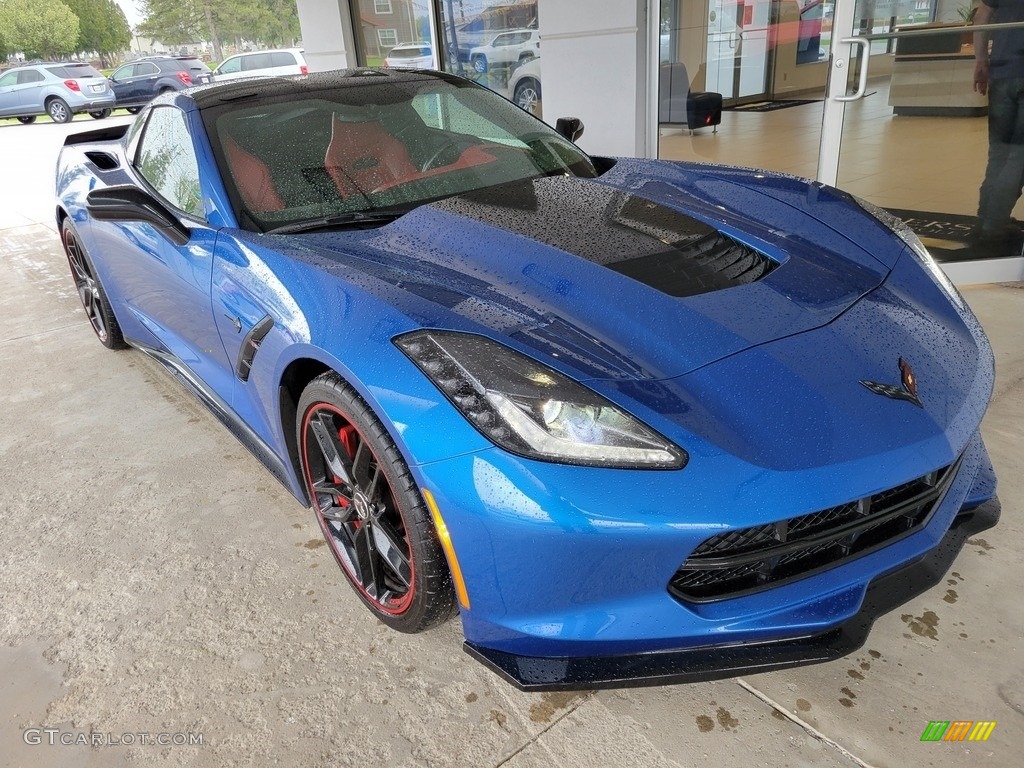 2015 Corvette Stingray Coupe Z51 - Laguna Blue Tintcoat / Adrenaline Red photo #2