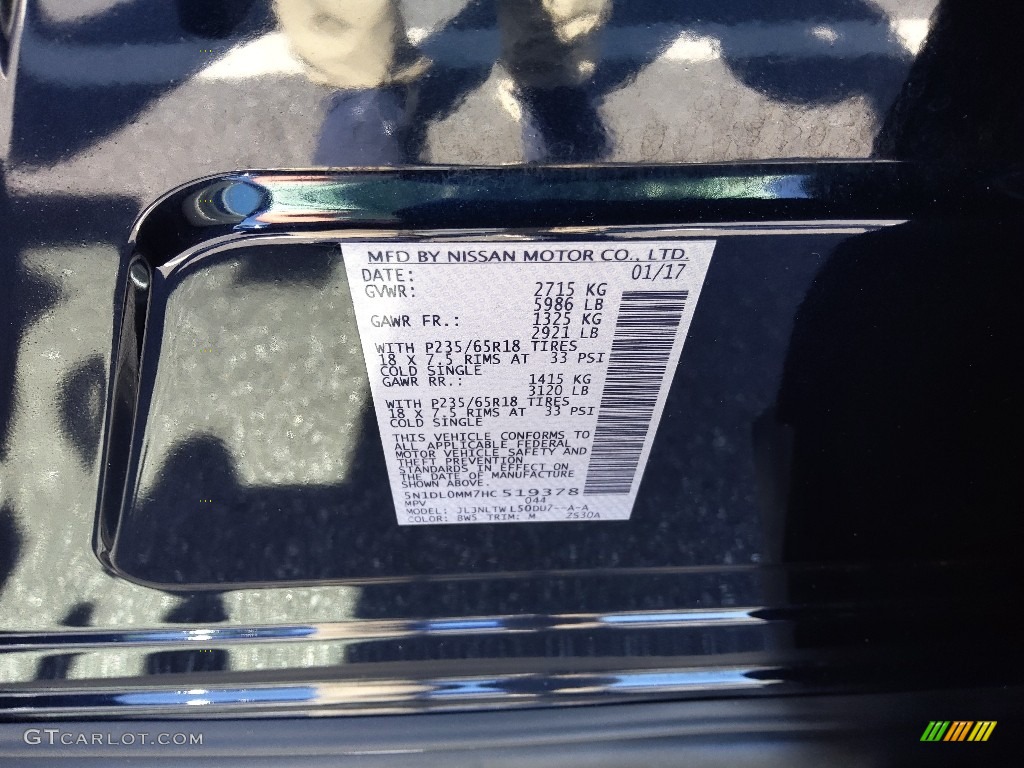 2017 Infiniti QX60 AWD Color Code Photos