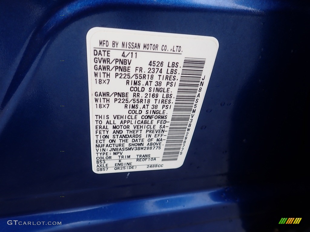 2011 Rogue SV AWD - Indigo Blue Metallic / Gray photo #19