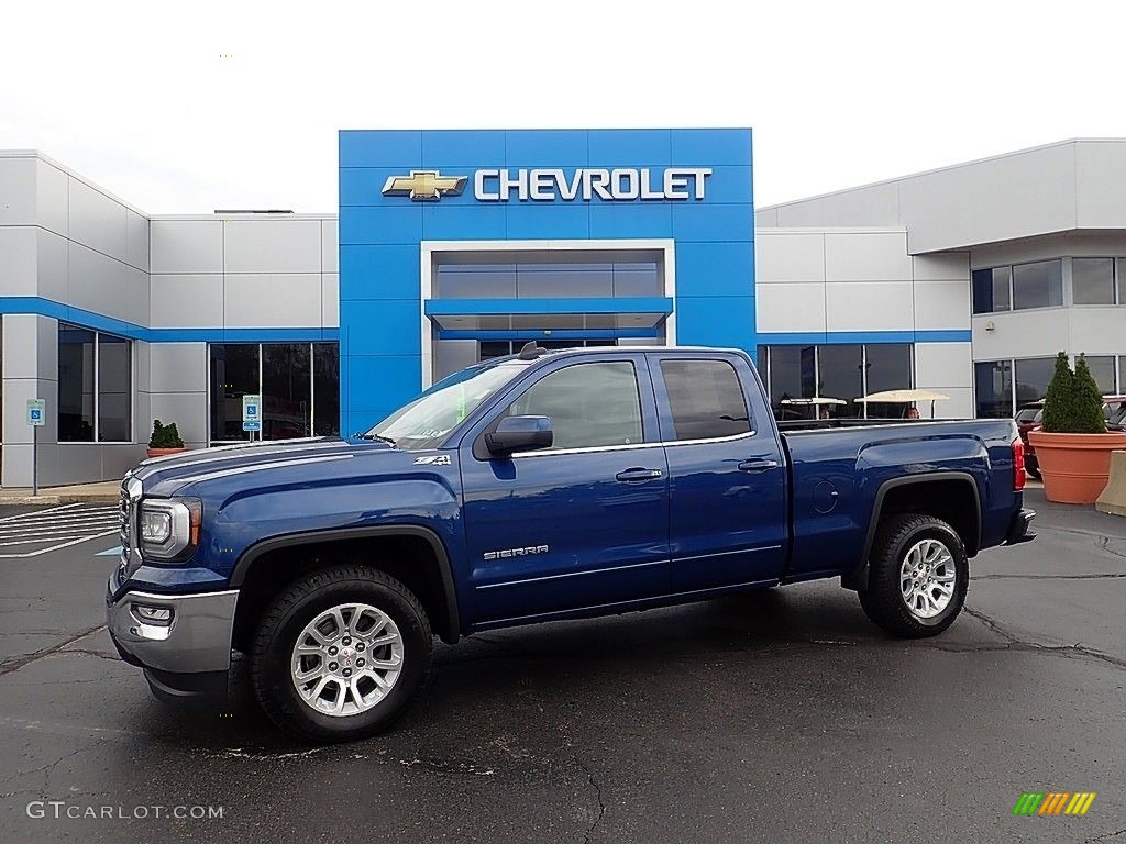2016 Sierra 1500 SLE Double Cab 4WD - Stone Blue Metallic / Jet Black photo #1