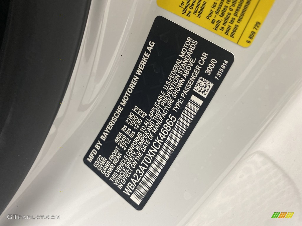 2022 BMW 4 Series 430i Convertible Color Code Photos