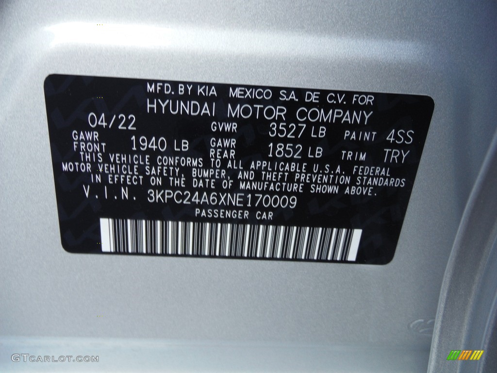 2022 Accent SEL - Olympus Silver / Black photo #24