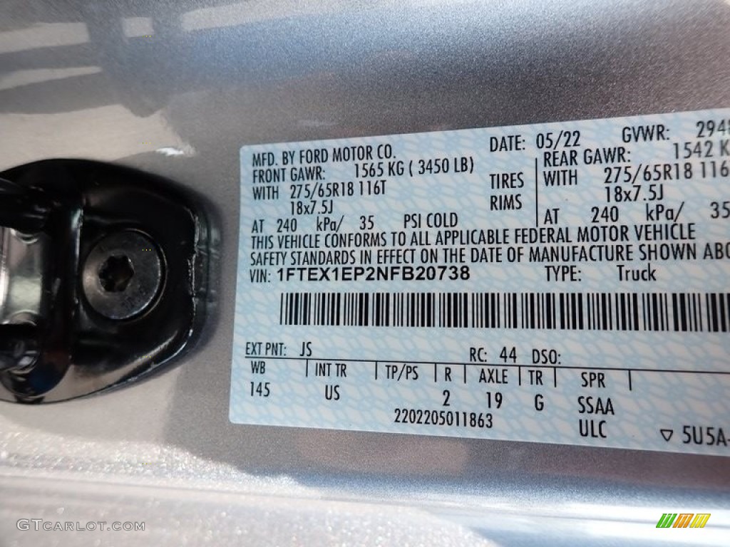 2022 F150 Color Code JS for Iconic Silver Metallic Photo #144209286