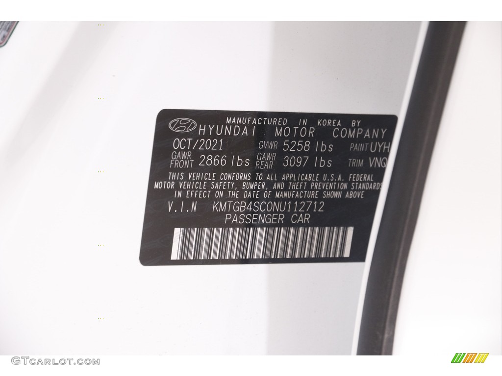 2022 Genesis G80 2.5T AWD Color Code Photos