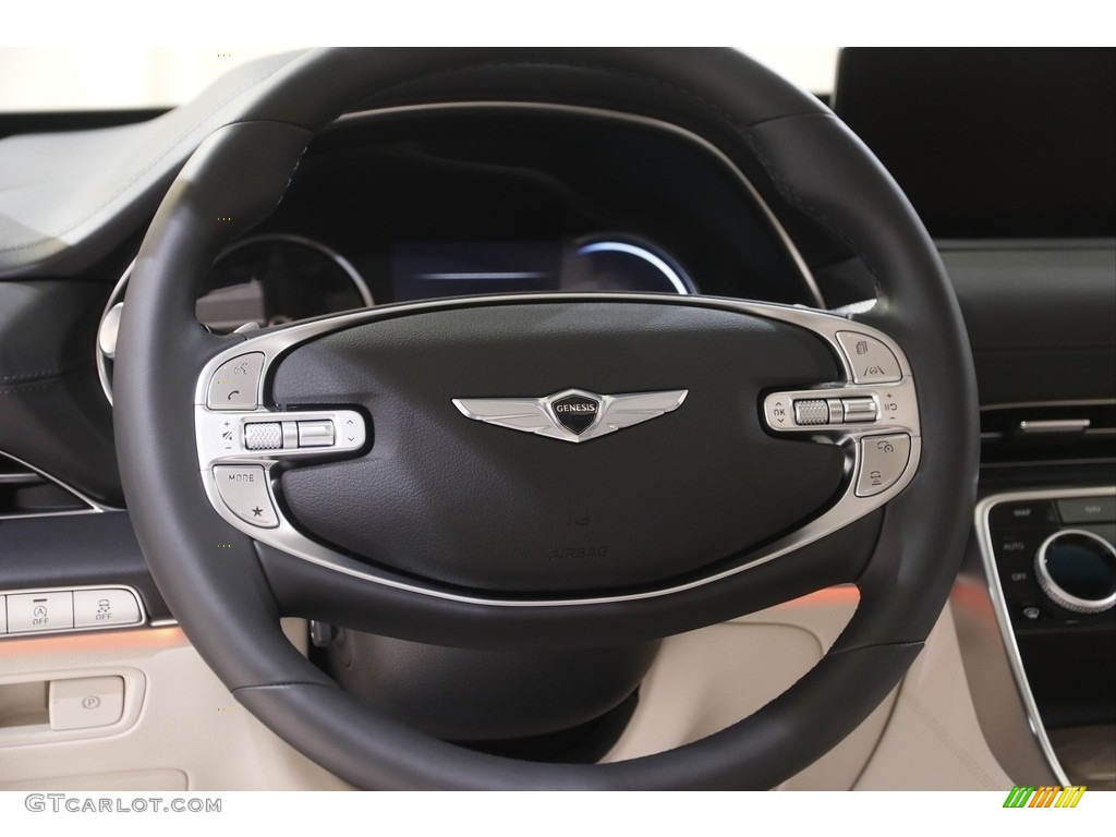 2022 Genesis GV80 3.5T Advanced AWD Black/Beige Steering Wheel Photo #144210987
