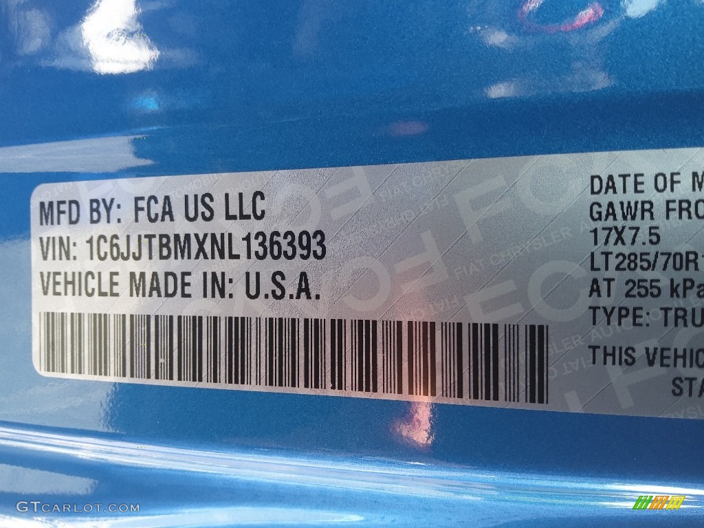 2022 Gladiator Rubicon 4x4 - Hydro Blue Pearl / Black photo #29