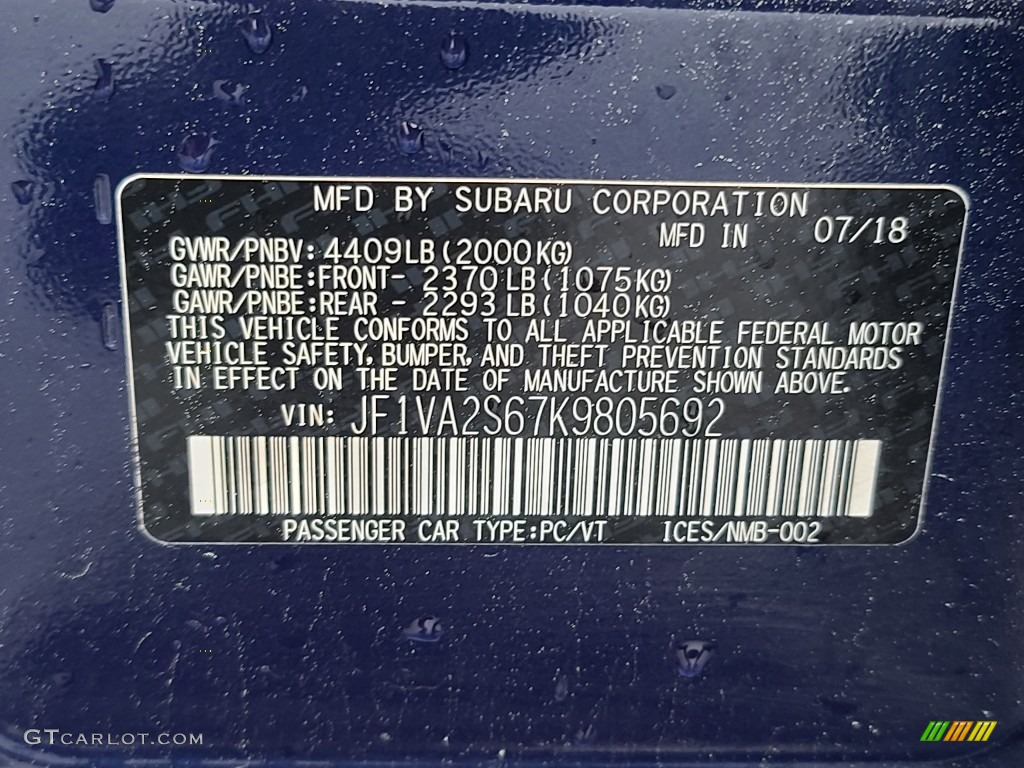 2019 WRX STI - Lapis Blue Pearl / Black Ultrasuede/Carbon Black photo #31