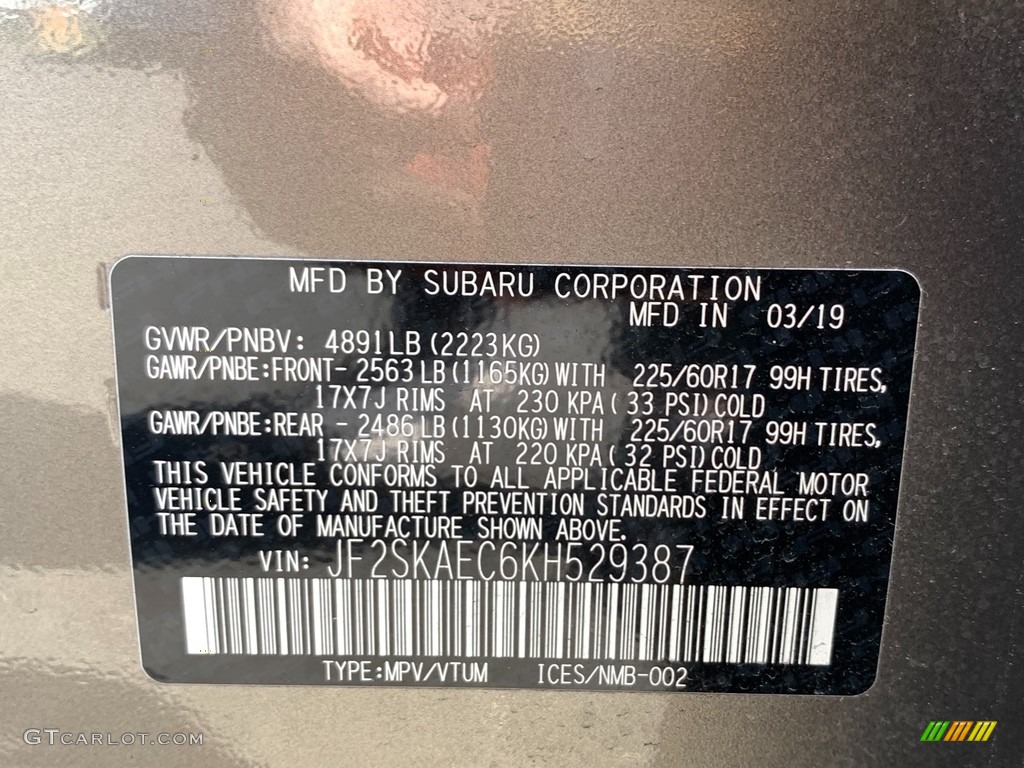2019 Forester 2.5i Premium - Sepia Bronze Metallic / Black photo #39