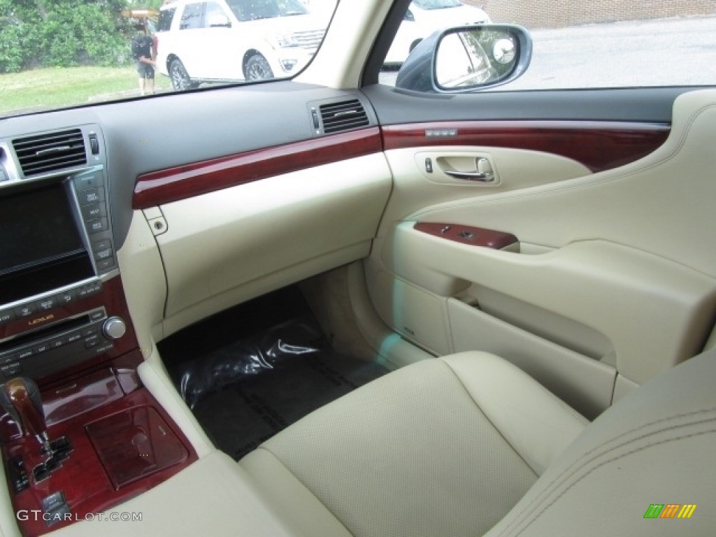2012 Lexus LS 460 Parchment/Medium Brown Walnut Door Panel Photo #144221295