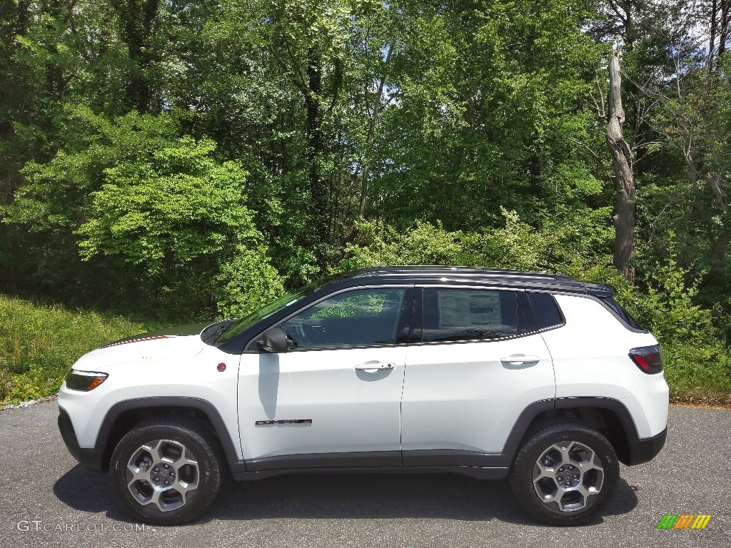 Bright White 2022 Jeep Compass Trailhawk 4x4 Exterior Photo #144223017