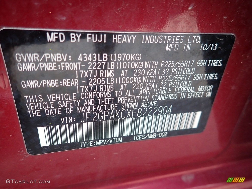 2014 XV Crosstrek 2.0i Limited - Venetian Red Pearl / Ivory photo #27