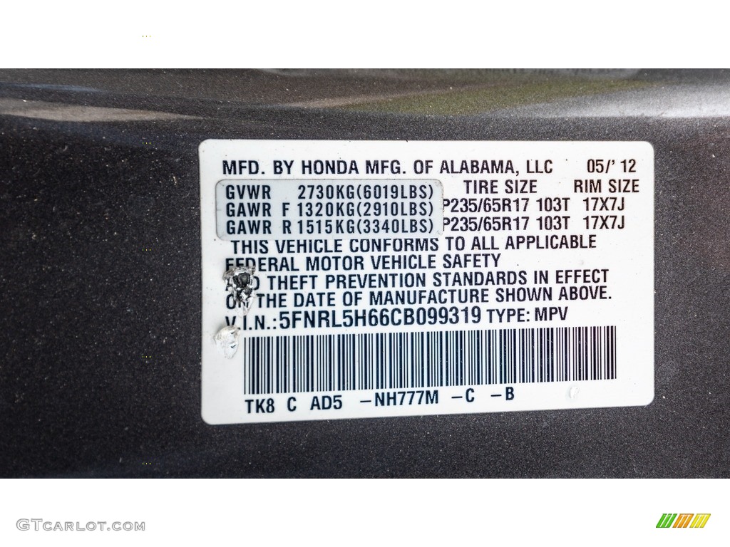 2012 Odyssey EX-L - Polished Metal Metallic / Gray photo #30