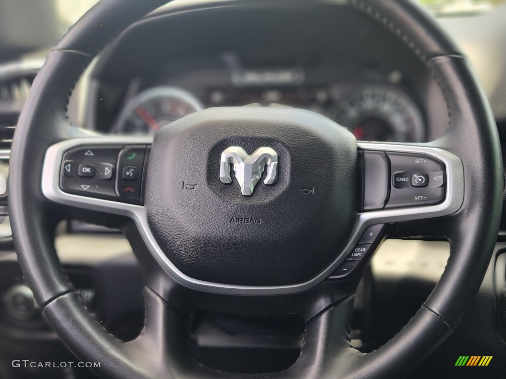 2021 Ram 1500 Big Horn Crew Cab 4x4 Black Steering Wheel Photo #144234714