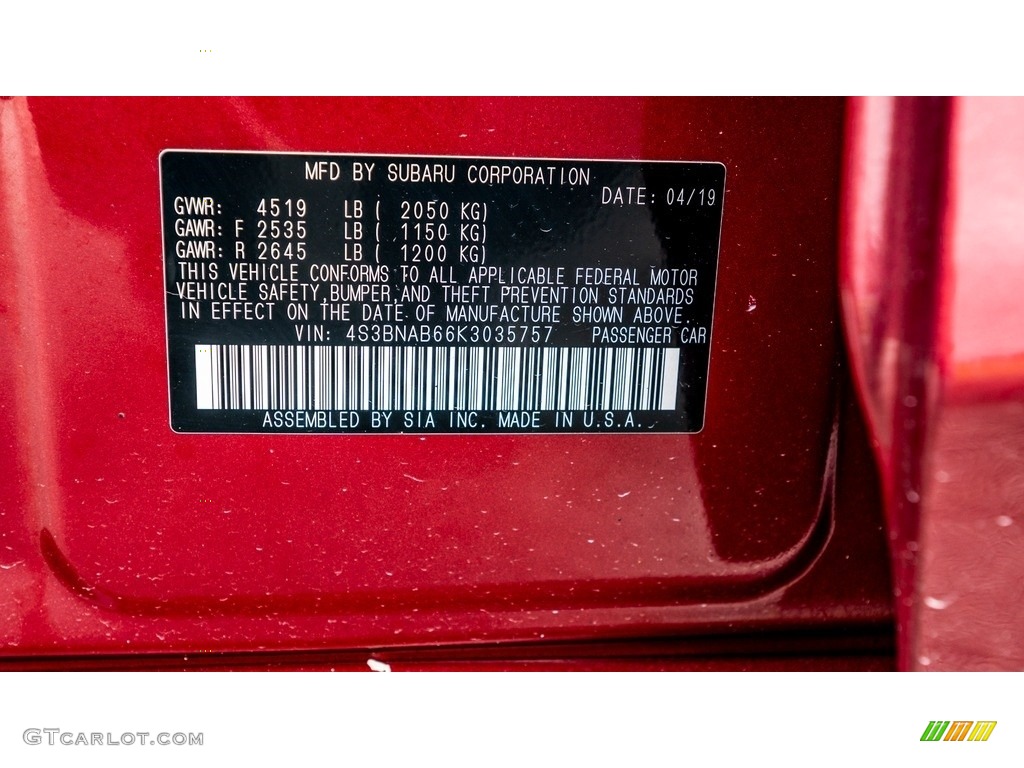 2019 Legacy 2.5i - Crimson Red / Slate Black photo #34