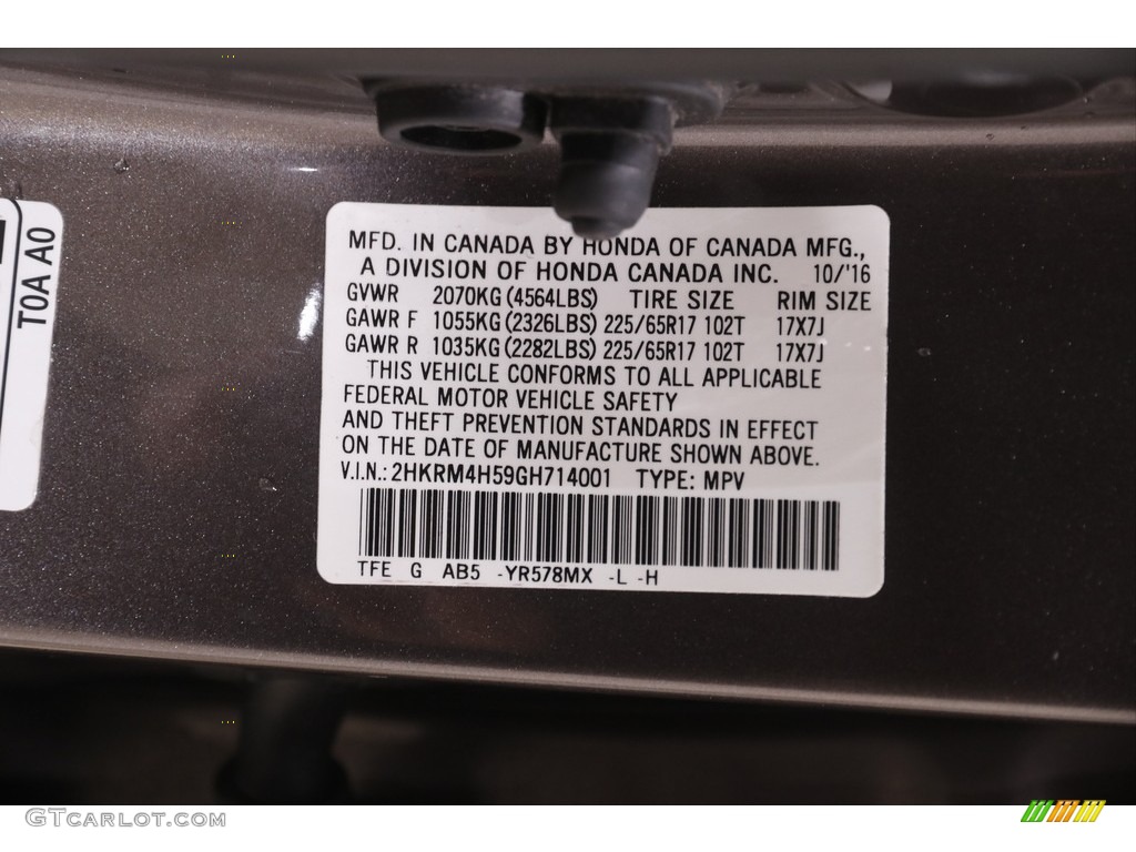 2016 CR-V EX AWD - Urban Titanium Metallic / Beige photo #23