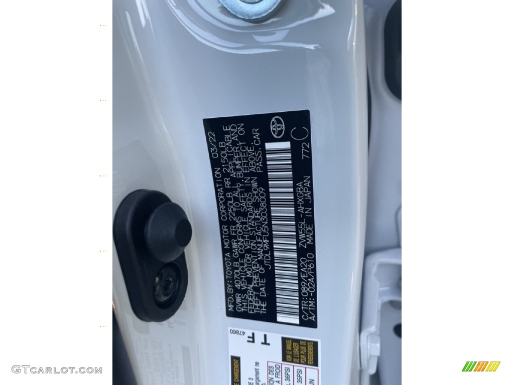 2022 Toyota Prius XLE AWD-e Color Code Photos