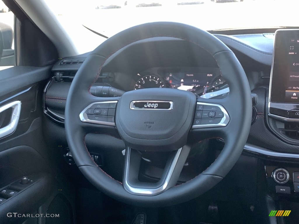 2022 Jeep Compass Trailhawk 4x4 Black/Ruby Red Steering Wheel Photo #144243300