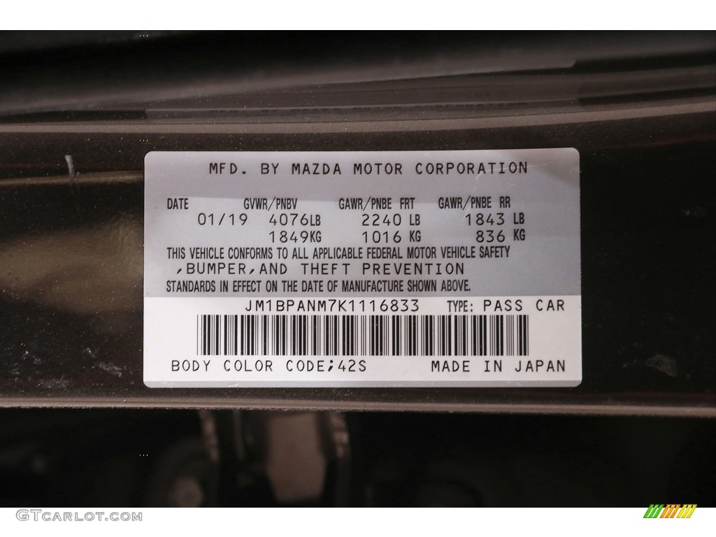 2019 MAZDA3 Color Code 42S for Titanium Flash Metallic Photo #144245172