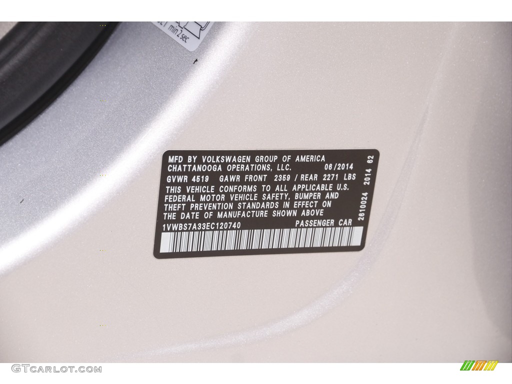 2014 Passat 1.8T SE - Reflex Silver Metallic / Cornsilk Beige photo #20