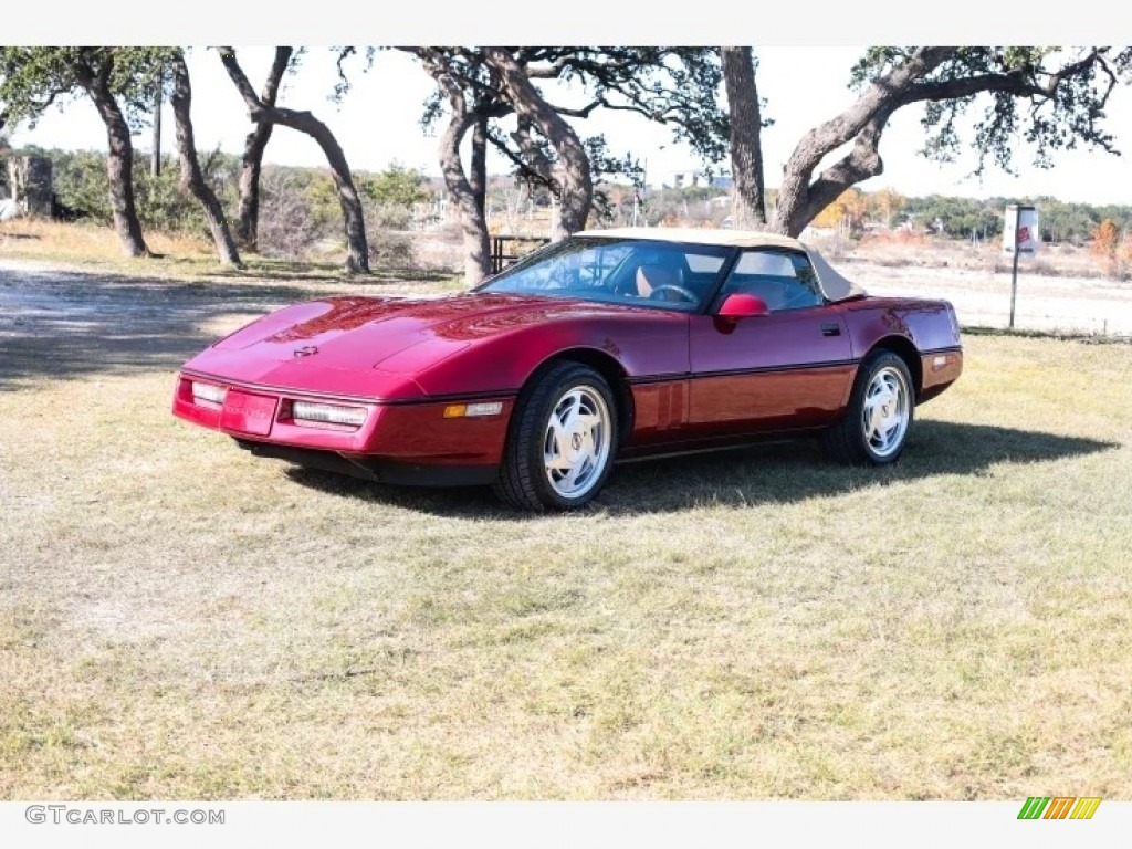 1989 Corvette Convertible - Dark Red Metallic / Saddle photo #1